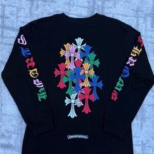 Chrome Hearts Black Long Sleeve with Multicolor Crosses